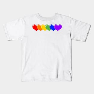 Overlapping Row of Six Hearts in Rainbow Colors Kids T-Shirt